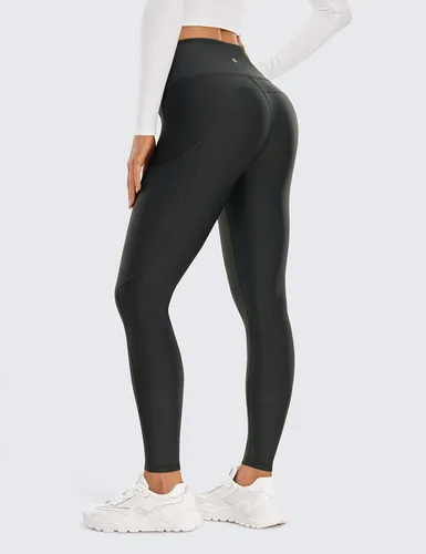 Miniatura 2 de CRZ YOGA - Leggings térmicos con forro de vellón de 28 pulgadas, pantalones de senderismo cálidos de cintura alta con bolsillos, mallas