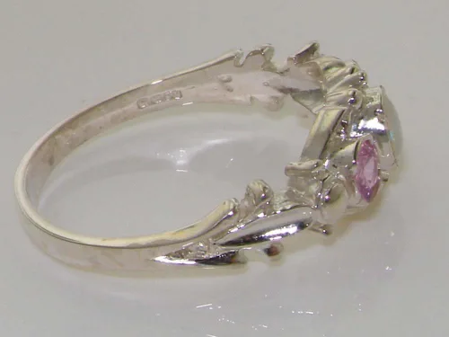 Miniatura 4 de Anillo de plata de ley 925 auténtico ópalo y turmalina rosa para mujer