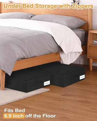 Miniatura 7 de Contenedor de almacenamiento para debajo de la cama, paquete de 3 bolsas de almacenamiento debajo de la cama con tapa, organizador de almacenamiento