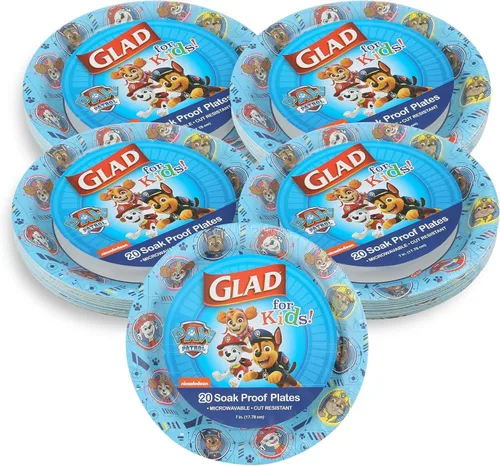 Miniatura 12 de Glad Platos de papel desechables de Paw Patrol para niños, platos infantiles resistentes a prueba de remojo para microondas, para fiestas