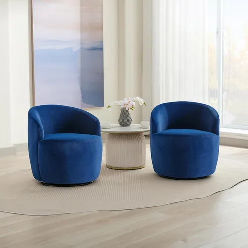 Miniatura 19 de FOXHUNTER Silla giratoria de barril, sillón individual pequeño de 360°, cómodo sofá redondo, sillas de botón acolchadas, modernas sillas de acento