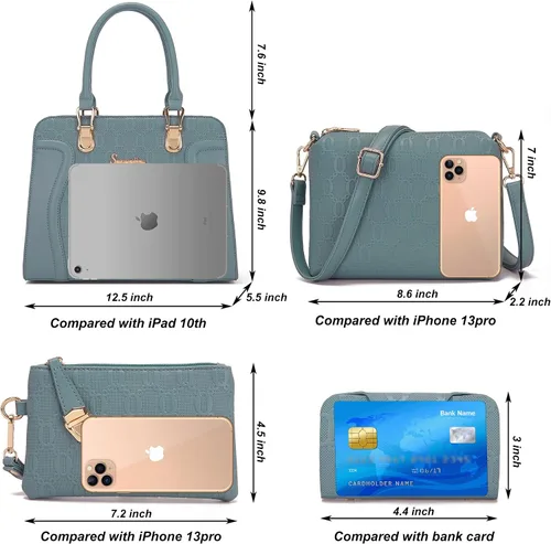 Miniatura 59 de Bolsos de mano de moda para mujer, bolsa de hombro, asa superior, bolsa de mano, juego de 4 piezas
