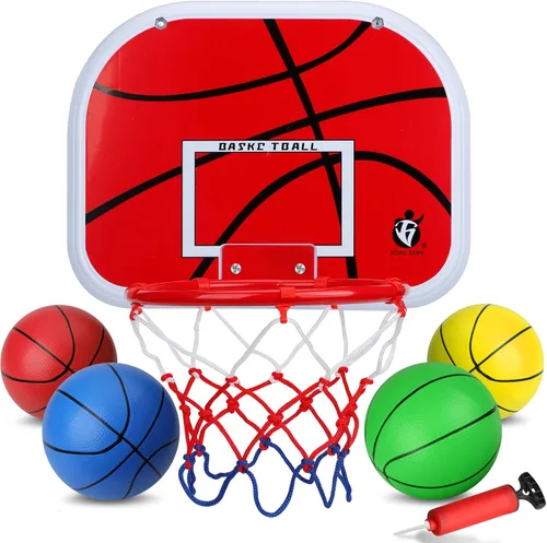 Miniatura 8 de Mini juego de aro de baloncesto para niños y adultos, aro de baloncesto de montaje en pared para puerta con 4 pelotas de baloncesto pequeñas
