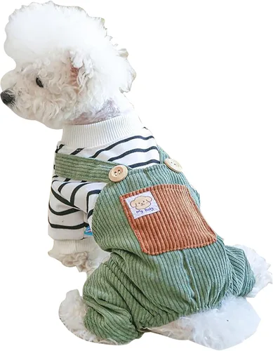Miniatura 49 de Ropa de invierno para perros, camisas a cuadros para mascotas, elegante mono con babero para perros pequeños, lindos dibujos animados, monos
