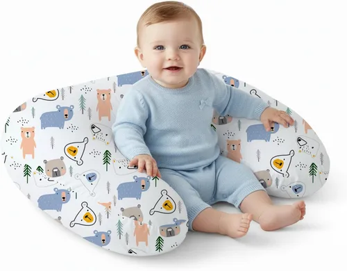 Miniatura 16 de Little Grape Land - Almohada de lactancia mejorada, lactancia materna y biberón durante 0 a 16 meses, funda suave lavable a máquina con relleno