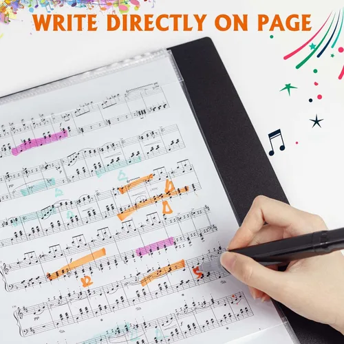 Miniatura 4 de Carpeta de partituras musicales, carpeta de música tamaño carta, capacidad de 80 páginas, carpeta de coro escribible, apto para papel de 8.5 x 11