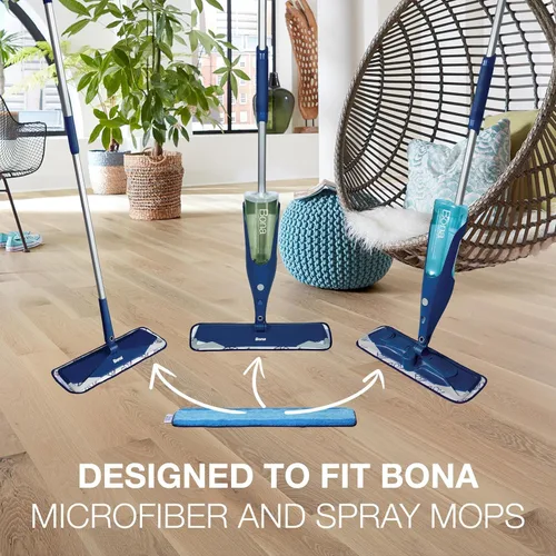 Miniatura 3 de Bona Almohadilla de limpieza de microfibra para pisos de madera dura y superficie dura, paquete de 3 unidades, para uso con trapeadores Bona