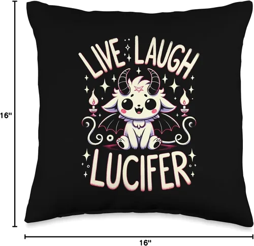 Miniatura 4 de Live Laugh Lucifer - Funny Devil Satan Statement Live Laugh Lucifer-Funny Humorístico Oculto Lindo Baphomet Juego de palabras almohada de 16 x 16