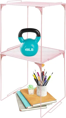 Miniatura 9 de Piffny Estante organizador de malla metálica versátil, apilable, para taquillas escolares de tamaño estándar, también para armarios de gimnasio