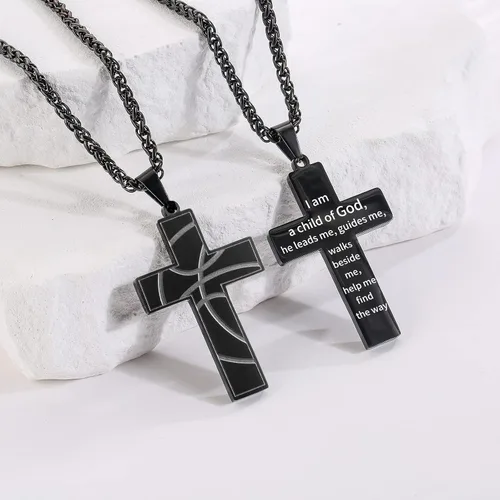 Miniatura 2 de Collar de cruz de baloncesto para niños con versículo bíblico inspirador, cadena colgante de acero inoxidable, joyería deportiva, regalo para hombres