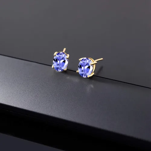 Miniatura 29 de Gem Stone King Aretes de oro de 14 quilates con piedra natal ovalada de 0.315 x 0.236 in Aretes de oro para mujer