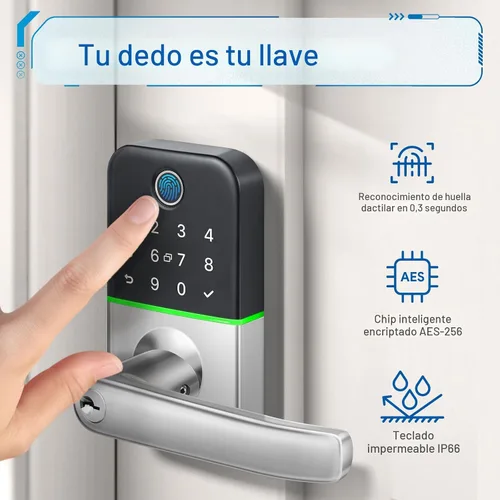 Miniatura 4 de Cerradura de Puerta Inteligente con Teclado y Manija: Cerradura de Puerta de Entrada sin Llave Kucacci - Cerradura Inteligente para Puerta Principal