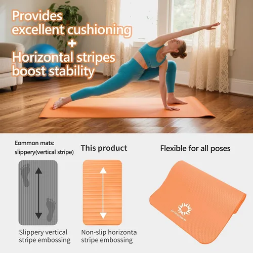 Miniatura 3 de Primasol Yoga Mat, 0.4 inch (10 mm), 0.6 inch (15 mm), Thick Wide, Exercise Mat, Fitness, Pilates, Muscle Training, Yoga