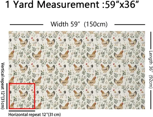 Miniatura 2 de The Yard - Tela de estilo rústico para gallina, tela de poliéster de franela suave de pollo, animales de granja, tela no elástica, suministros