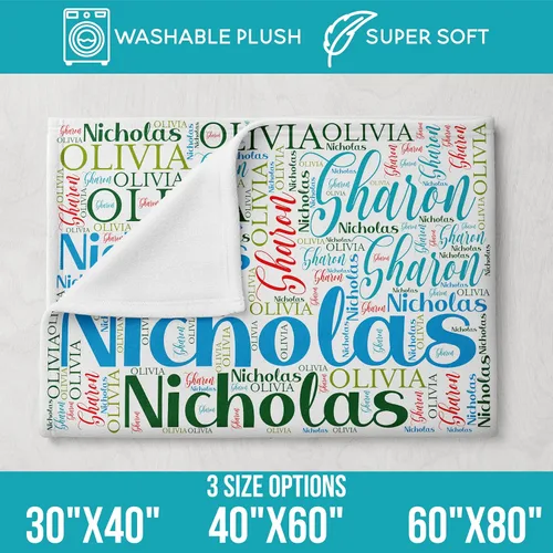 Miniatura 3 de Manta personalizada, mantas personalizadas, 30 x 40 pulgadas, regalo para mejor amigo con nombres artísticos de palabras, 8 colores y fuentes, manta