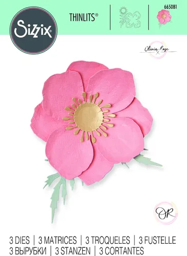 Miniatura 3 de Sizzix Thinlits Die 665081 - Amapola islandesa de Olivia Rose, paquete de 3, multicolor