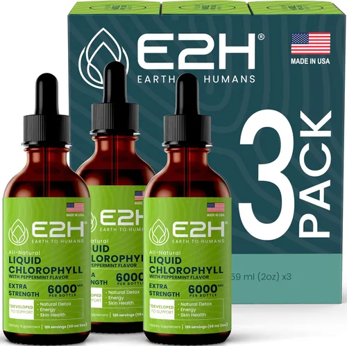 Miniatura 8 de E2H - Gotas líquidas de clorofila, estimulante de energía natural, apoyo al sistema inmunológico y desodorante interno, sabor a menta, 2 onzas
