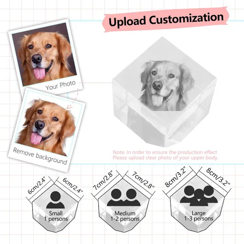 Miniatura 5 de Foto de cristal 3D, marco de fotos de cristal personalizado, grabado personalizado con tu propia foto, regalo personalizado de Navidad, papá