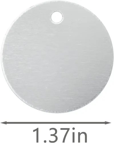 Miniatura 2 de Etiquetas redondas de aluminio en blanco para estampar espacios en blanco para grabar, paquete de 25 (plata)