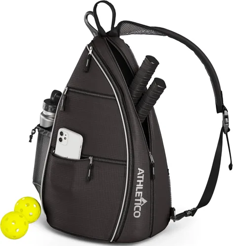 Bolsa de Hombro Athletico - Mochila Cruzada para Pickleball, Tenis, Racketball y Viaje para Hombres y Mujeres Negro