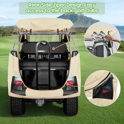 Miniatura 4 de 10L0L Carcasa para carrito de golf para 4 pasajeros para Club Car Precedent de 57 pulgadas, cubierta de lluvia transparente impermeable 600D