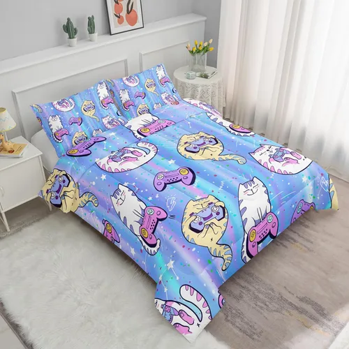 Miniatura 2 de Axolotl Juego de edredón Kawaii de tamaño individual, ropa de cama de animales lindos para niñas y niños, edredón colorido de dibujos animados