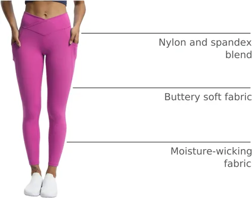 Miniatura 79 de Aoxjox Trinity - Pantalones de yoga de cintura alta con bolsillos para mujer, control de abdomen, cintura cruzada, leggings de entrenamiento suaves