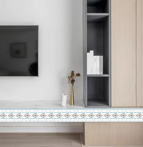 Miniatura 2 de Amhao - Papel tapiz floral de damasco para despegar y pegar, diseño retro negro para dormitorio, cocina, azulejos decorativos 16.4 ft (azul claro)