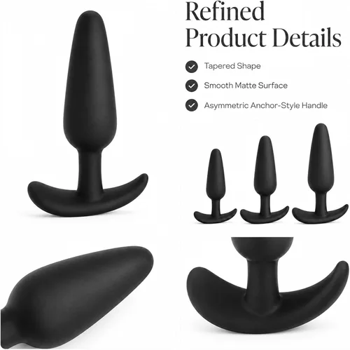 Miniatura 3 de Enchufe anal de entrenamiento anal, 3 juguetes sexuales de silicona para adultos, kit de juguetes sexuales anales para parejas principiantes