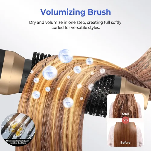 Miniatura 6 de 5 in 1 Hair Dryer Brush, Blow Dryer Brush Set with Air Curler Wrap Hair Styler, Negative Ionic Blow Dry Brush, Detachable Hair Tool for Curling