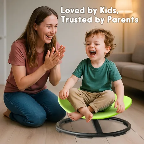Miniatura 3 de Silla giratoria sensorial para niños autistas, asiento giratorio para autismo, juguete para sentarse y girar para niños autistas, juguetes de Verde