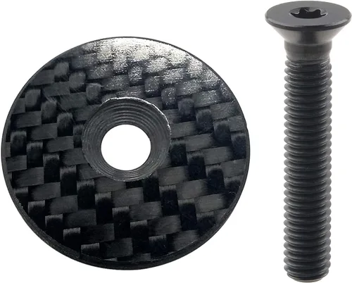 Tapa de vástago de bicicleta de 1.126 in de fibra de carbono con perno de titanio M6x35mm para tapa de vástago de horquilla de bicicleta de 1-1/8