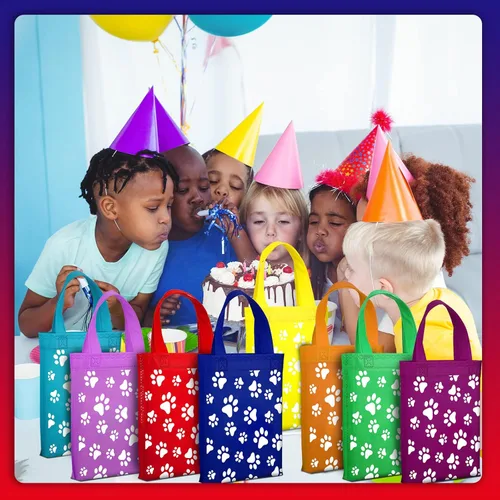 Miniatura 2 de Sumind 24 bolsas con estampado de patas con asa, no tejidas, regalo de gato, regalo de patas, regalo de gato, bolsa de dulces reutilizable