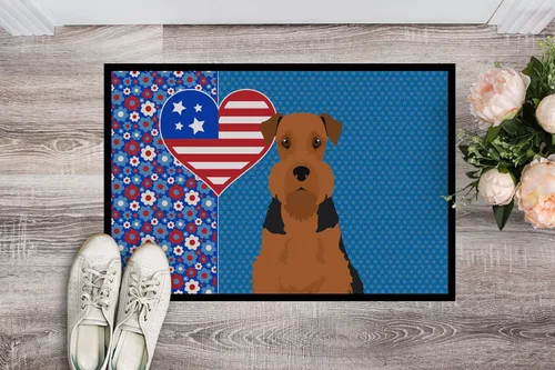 Miniatura 2 de Caroline's Treasures WDK5119JMAT Airedale Terrier USA - Tapete para interiores o exteriores, 24 x 36 pulgadas, tapete para puerta delantera