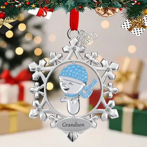 Miniatura 9 de Adorno personalizado para la primera Navidad del bebé 2025, decoración del árbol de Navidad, oso de peluche de metal con gorro de Navidad rojo