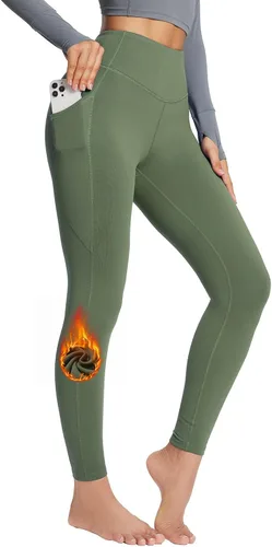 BALEAF - Leggings de yoga suaves de cintura alta 78 para mujer con bolsillos profundos, pantalones de entrenamiento elásticos cepillados a prueba de