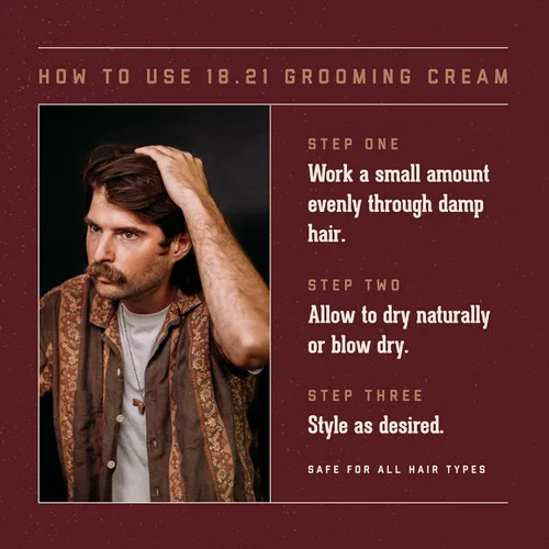 Miniatura 3 de 18.21 Man Made - Crema suavizante y texturizadora del cabello para hombres – Control de encrespamiento, peinado ligero con agarre suave y acabado
