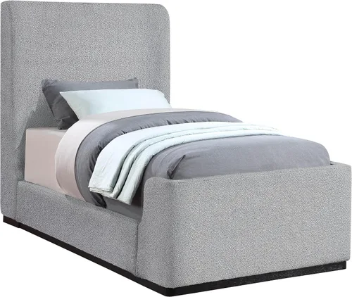 Miniatura 12 de Meridian Furniture OliverCream-T Colección Oliver Modern Cama individual tapizada de tela boucle contemporánea con acabado de cepillo de alambre