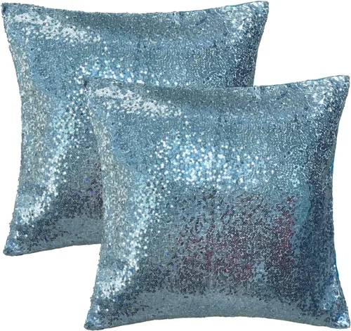 Miniatura 6 de iMaylex Juego de 2 fundas de almohada decorativas cuadradas brillantes con lentejuelas para Pascua, fiesta lumbar, otoño, boda, Navidad, Año Nuevo
