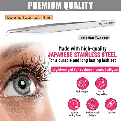 Miniatura 4 de Pinzas de aislamiento para extensión de pestañas, pinzas curvadas para aislamiento, acero inoxidable japonés de 5.5 in, lo mejor para aislamiento