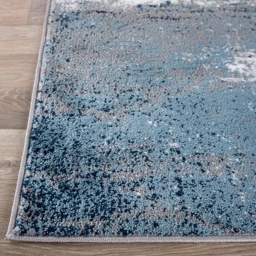 Miniatura 5 de Rugshop Alfombra abstracta azul envejecida moderna inspirada en acuarela bohemia para entrada, cocina y baño, 2 x 3 pies