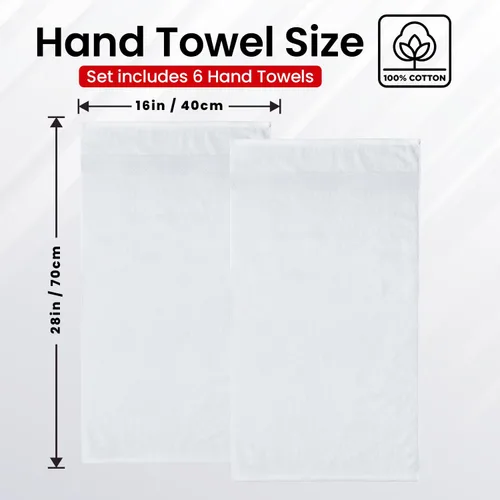 Miniatura 3 de Infinitee Xclusives Juego de 6 toallas de mano de 100 % algodón hilado en anillo para baño, 16 x 28 pulgadas, suaves, absorbentes y de secado rápido