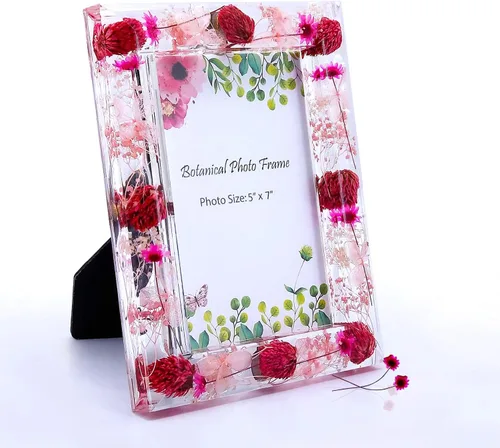 Marco de fotos floral rosa de 5 x 7 pulgadas para decoración de pared y mesa, gran regalo conmemorativo, marcos de fotos únicos para decoración del