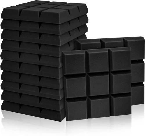 Juego de 12 paneles de espuma acústica de 2 x 12 x 12 pulgadas, azulejos de cuña de estudio, paneles de sonido, cuñas insonorizadas con aislamiento