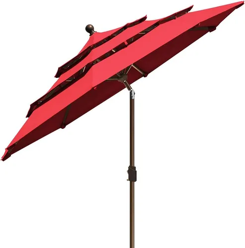 Miniatura 6 de EliteShade USA - sombrilla de 2,75 m, de 3 niveles, para patio, para mesa de exterior, con ventilación, Logo Rojo, sin decoloración durante 10 años