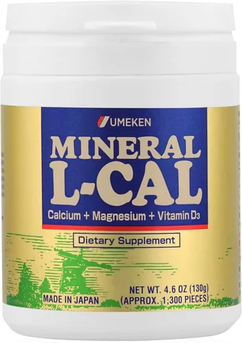 Umeken Mineral L-Cal Calcio con vitamina D3, suministro de 2 meses, formato de bola soluble en agua con magnesio y minerales, suplemento de calcio y