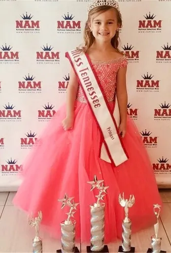 Miniatura 5 de Junguan Vestidos de tul Aline Princess para niñas, vestidos de baile formales TF017