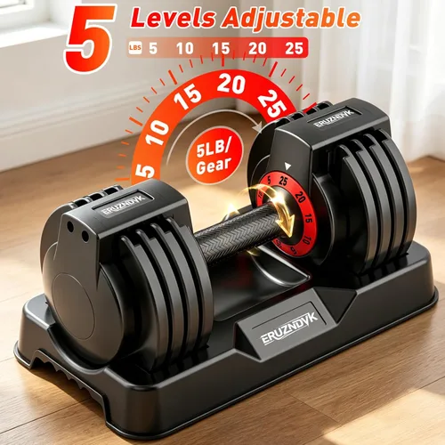 Miniatura 2 de 25/55lb Pair Adjustable Dumbbell Set, Adjustable Dumbbells Set of 2, 5 in 1/10 in 1 Free Weights Dumbbells Set with Anti-Slip Texture Handle