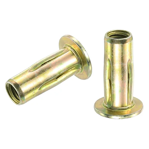 Miniatura 11 de uxcell Tuercas remachadoras multiagarre 1/4-20, 5 piezas de vástago preabombado cabeza plana roscada tuerca de inserción chapada en zinc dorado