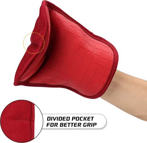 Miniatura 2 de HOMWE Soportes de silicona para ollas de cocina con bolsillos, juego de 2 salvamanteles, resistentes al vapor y al calor para manos y encimeras, Rojo
